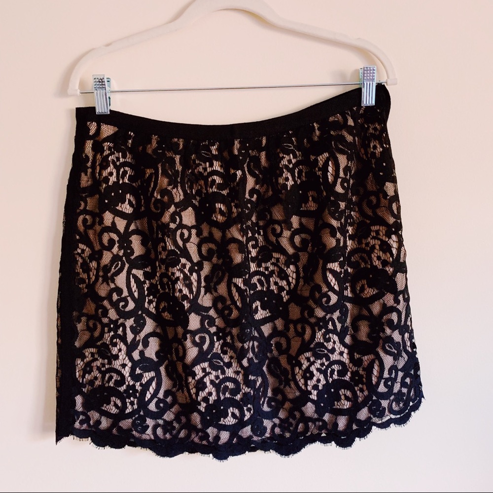 LOFT black lace mini skirt